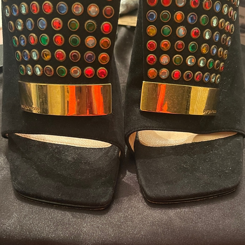 Vintage Sergio Rossi 
105mm Black Embellished Heeled
Women's Mules - Picture 8 of 8